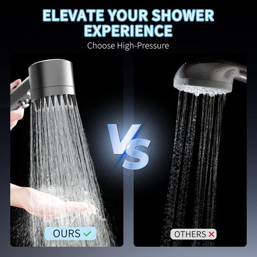 Pressurized Multi Mode Filtered Handheld Shower Head Set Home Bathroom with Hose and Replacement Filter
