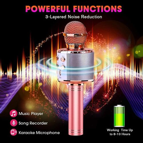 Wireless Bluetooth Karaoke Microphone Portable Handheld KTV Mic with Speaker and LED Lights