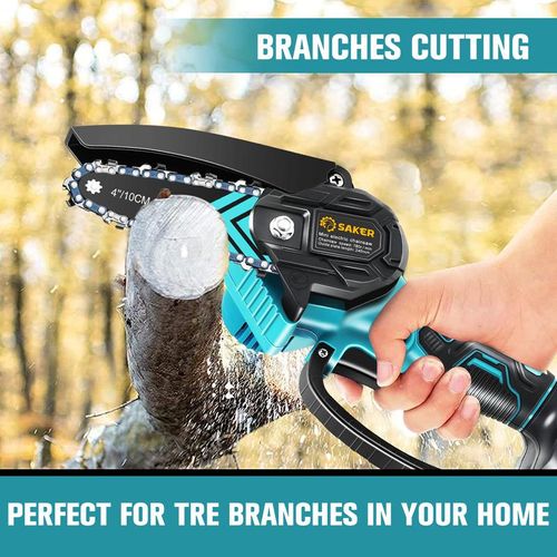SAKER 6 Inch Mini Cordless Electric Chainsaw 20V Li ion 2 Batteries for Tree Trimming Wood Cutting
