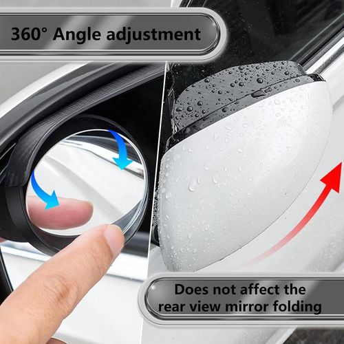 Car Blind Spot Mirror 360 Adjustable Wide Angle Waterproof Easy Install for Car Side Mirrors