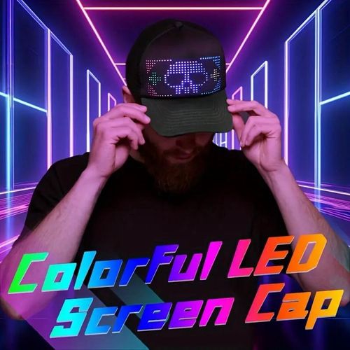 Smart LED Programmable Baseball Cap App Controlled RGB Pixel Display Hat with DIY Animation Text for Concerts Parties