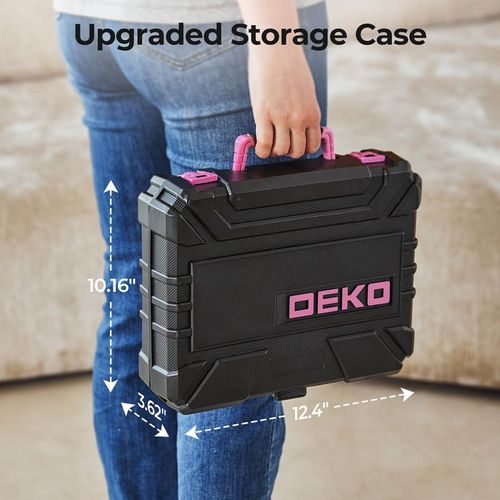 DEKO 18V Cordless Drill Kit All in One Repair Tools LED Light Multi Charging Portable Case