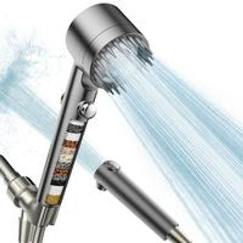 Pressurized Multi Mode Filtered Handheld Shower Head Set Home Bathroom with Hose and Replacement Filter