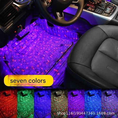 Car Interior Starry Sky Floor Ambient Light 7 Color RGB LED Strip with Remote and Voice Control USB Powered Non Destructive Installation