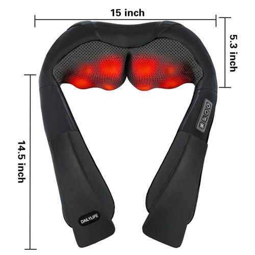 Neck and Shoulder Massager Deep Kneading and Heating Multi Body Area Use Dual Power Home and Car Adapter Included Multi Speed and Bidirectional Control