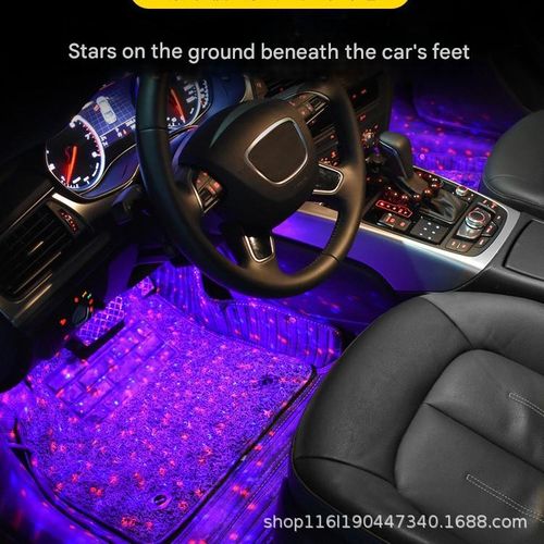 Car Interior Starry Sky Floor Ambient Light 7 Color RGB LED Strip with Remote and Voice Control USB Powered Non Destructive Installation