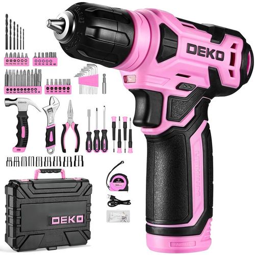 DEKO 18V Cordless Drill Kit All in One Repair Tools LED Light Multi Charging Portable Case