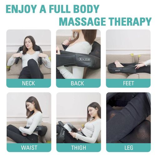 Neck and Shoulder Massager Deep Kneading and Heating Multi Body Area Use Dual Power Home and Car Adapter Included Multi Speed and Bidirectional Control