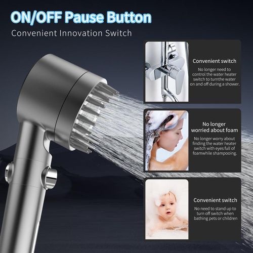 Pressurized Multi Mode Filtered Handheld Shower Head Set Home Bathroom with Hose and Replacement Filter