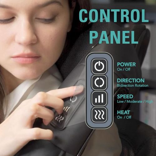 Neck and Shoulder Massager Deep Kneading and Heating Multi Body Area Use Dual Power Home and Car Adapter Included Multi Speed and Bidirectional Control