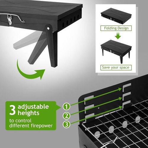 Portable Folding Barbecue Grill with Adjustable Height for 3-5 People Outdoor Camping Picnic