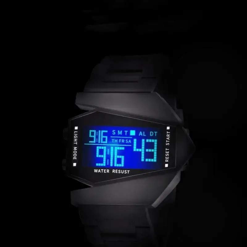 LED Sports Watch, Creative Design, Airplane Shape, Shiny