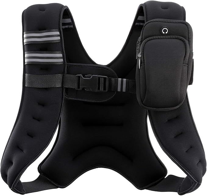 ZELUS Weighted Vest, 6lb 8lb 12lb 16lb 20lb 25lb 30lb Weight Vest with Reflective Stripe for Workout, Strength Training, Running, Fitness, Muscle Building, Weight Loss, Weightlifting