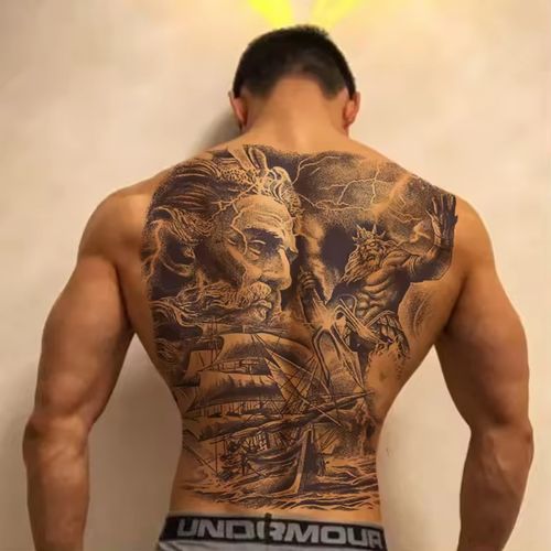 Longa duração grande volta à prova d'água jaguar corpo tatuagem temporária completa volta tatuagem adesivos