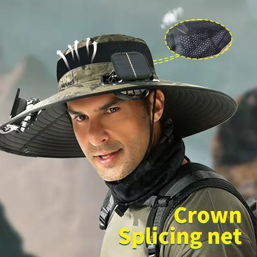 Solar fan cooling cap outdoor workcap USB recarregável fan cap outdoor pesca trekking camping