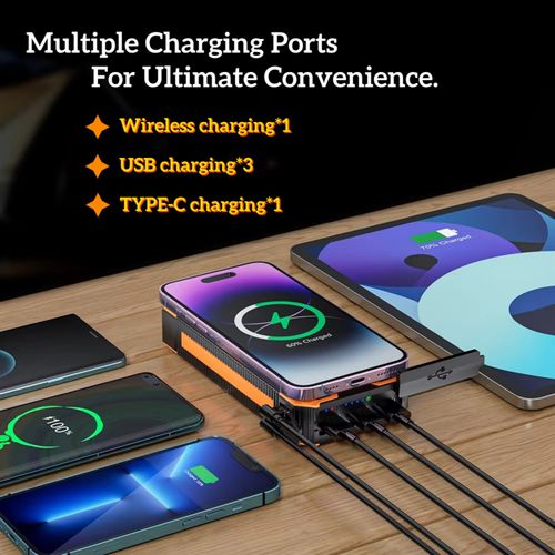 Carregador solar bancário OTHC 888KW de 30.000 mAh portátil com saída de 20W, carregador rápido, lanterninha ultrabrilhante com função de impermeabilidade