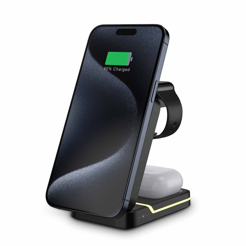 Dobrável 15w carregador sem fio magnético 3 em 1 estação de carregamento sem fio,