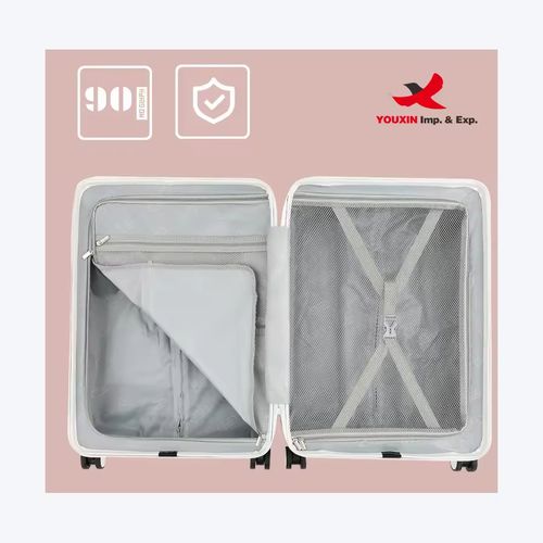 Novo design multifuncional frente aberta mala de viagem leve mala de viagem com carregador USB e porta-copos