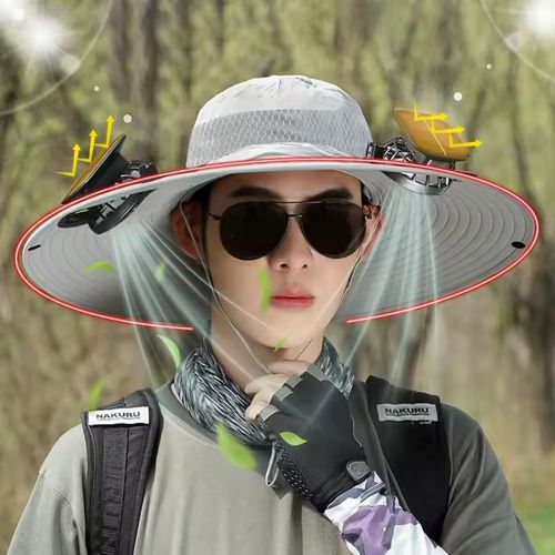 Solar fan cooling cap outdoor workcap USB recarregável fan cap outdoor pesca trekking camping