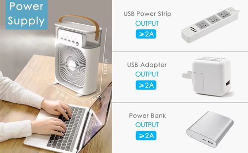 Ventilador de névoa de refrigeração de mesa portátil USB recarregável 5 em 1 mini ventilador de jato de água