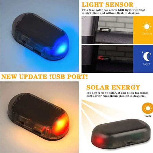 Solar car alarm light, simulated car alarm, LED warning light flashing