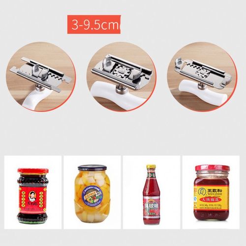 Adjustable Stainless Steel Multi-Function Bottle Opener Comfort Handle Boxed Kitchen Gadget Bar Screw-Off Jar Logo