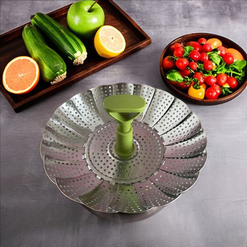 Collapsible steamer basket vegetable steamer, made of reliable stainless steel, is simple to clean and lasts for years