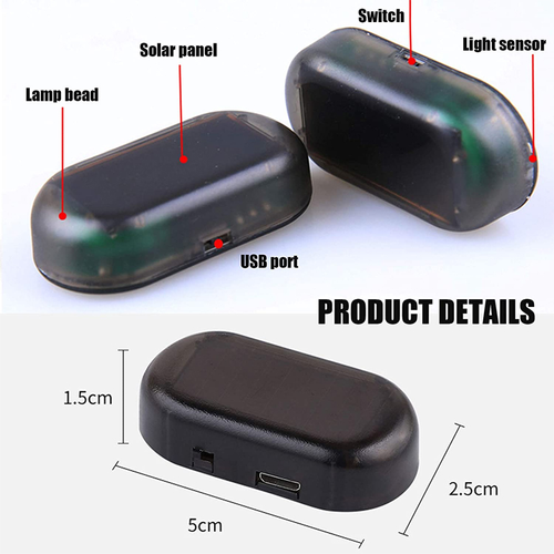 Solar car alarm light, simulated car alarm, LED warning light flashing