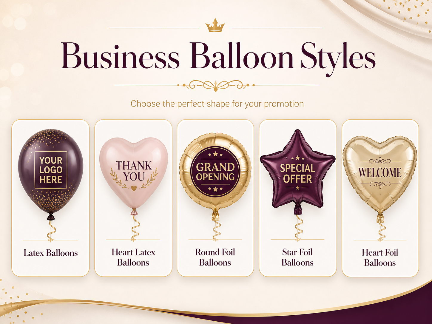 Business balloon occasion ideas for store openings, product promotions, corporate events and customer appreciation