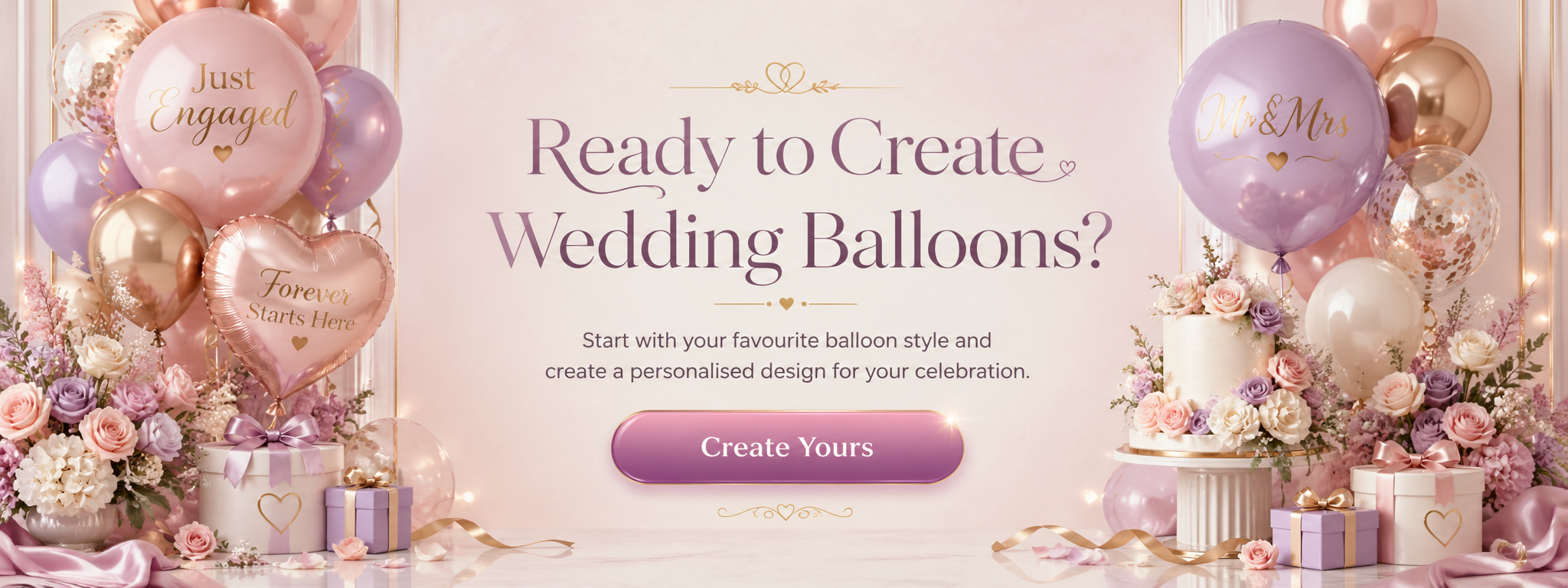 Personalise wedding balloons with names, initials, dates, messages, photos, logos and wedding themes