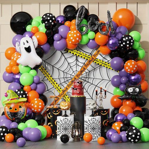 143PCS Halloween Balloon Arch Kit Ideal for Halloween Decorations, Birthdays, Anniversaries, Bar Mitzies, and Dances