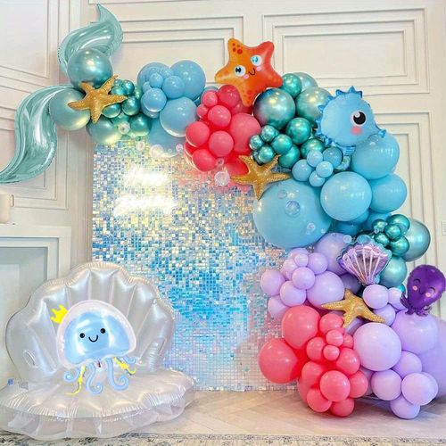 125pcs Marine Animal Themed Garland Arch Kit, Birthday Party Balloon Decoration, Anniversary Indoor and Outdoor Scene Decoration