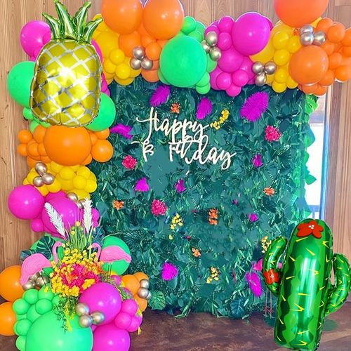 138pcs Hawaiian Themed Party Balloons Decorated Hawaiian Atmosphere Party Birthday Party Decoration Summer Party Decoration