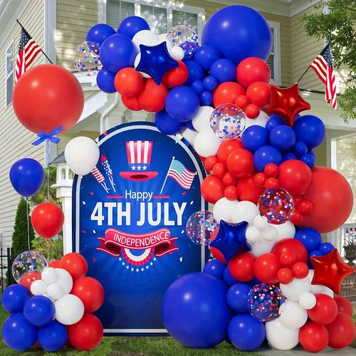 140PCS Independence Day Balloon Garland Arch Kit, Fourth of July, Birthday Party, Anniversary, Indoor and Outdoor Decorations