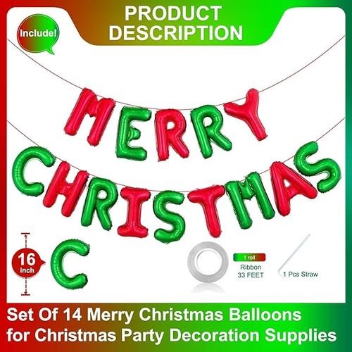 Merry Christmas Balloons Banner Merry Christmas Letter Balloons Sign Xmas Balloons for Christmas Party Decorations