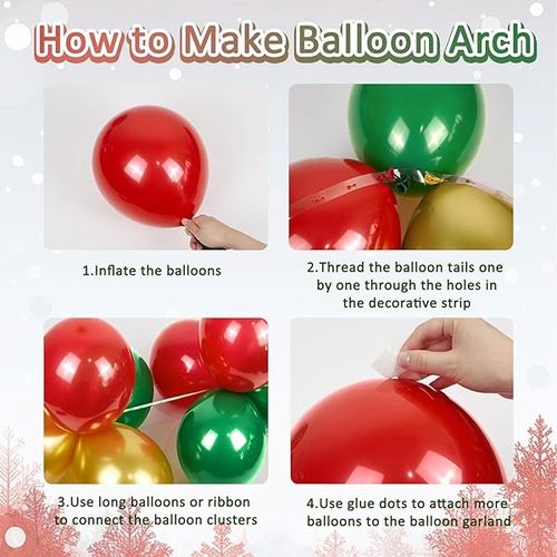 Christmas Balloons Garland Arch Kit, Dark Green Red Metallic Green Gold Confetti with Candy Cane Gift Box Explosion Star Foil Balloons for Christmas New Year Xmas Party Decorations...