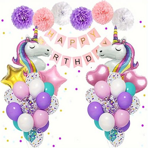 47PCS Unicorn Set - Vitality Balloon Garland Jewelry, Outdoor Celebration and Theme Party Birthday Balloon Decoration