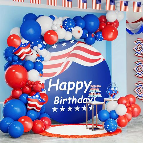 118 Pieces Blue, Red, White Patriotic Balloon Arch Kit, Which Can Be Used for Independence Day Celebration, Birthday Party, Etc