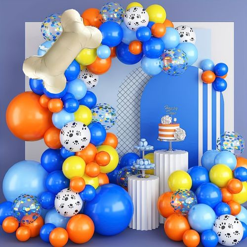 105PCS Cartoon Dog Claw Print Balloon Arch Set Happy Birthday Bath Blue Red Ni Blue Bone Party Balloon Decoration Party Needs
