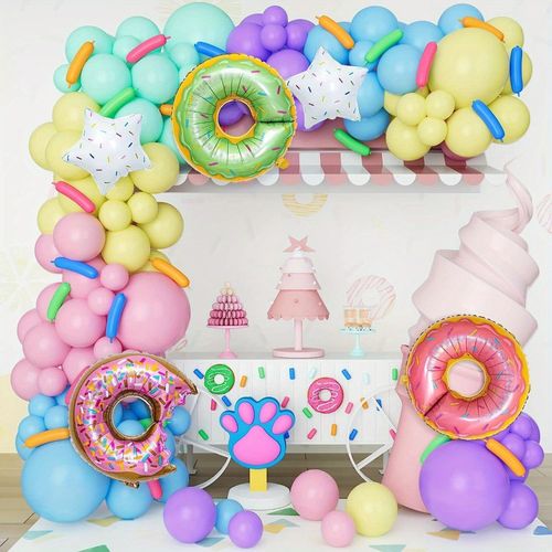 148PCS Rainbow Ice Cream Doughnut Balloon Arch Set Summer Ice Cream Party Birthday Party Decoration Holiday Supplies
