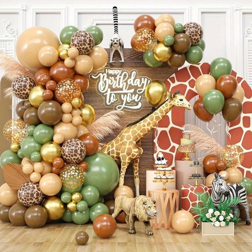 116 PCS Brown Jungle Balloon Garland Set , Suitable for Decorations for Birthday Parties, Event Celebrations and Other Scenes