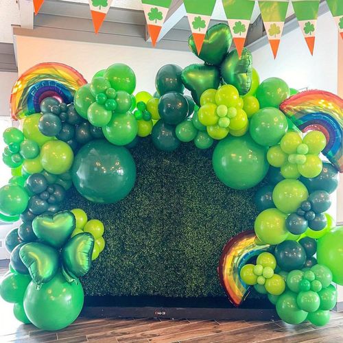 130 St. Patrick's Day Balloon Arch Garland Set, Green Balloon Lucky Clover Happy St. Patrick's Day Irish Holiday Decorations