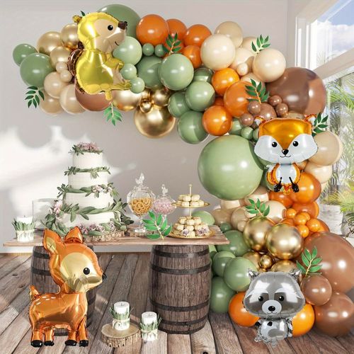 151PCS Woodland Animal Balloon Garland Set, Forest Animal Birthday Party Neutral Reveal Party, Jungle Decoration Theme Party
