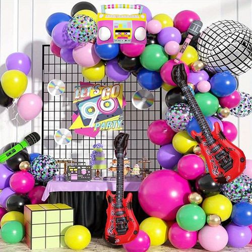 121PCS Retro Disco Carnival Theme Balloon Set for Birthday, Adult, Hawaiian Dance, Summer Party, Carnival Theme Decoration