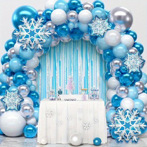 126PCS Snowflake Balloon Wreath Kit for Winter Party Birthdays Winter Wonderland Party Decorations
