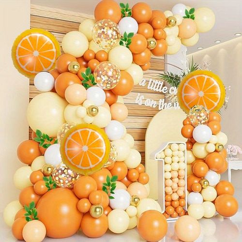 128pcs Orange Party Balloon Arch Set,Suitable for Fruit-themed Events,Birthday Parties,Anniversaries and Other Scenes Decoration