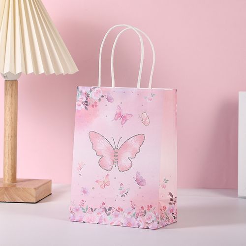 10pcs butterfly printed paper bag Tote Delicate gift bags for event celebrations, birthday parties and party supplies