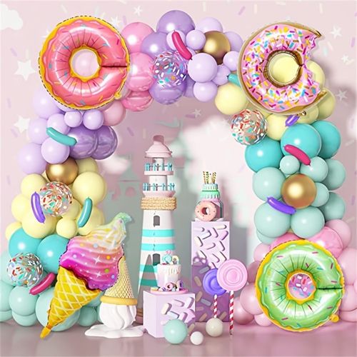140PCS Donut Ice Cream Balloon Arch Set Birthday Party   Party Swimming Pool Balloon Decoration