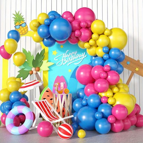 130 Pcs Hawaiian Themed Balloon Set Suitable for Birthdays Swimming Pools and Beach Events Anniversaries Graduation Summer Party