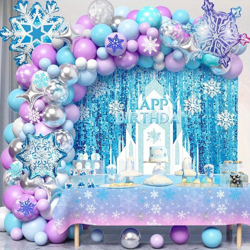 133PCS Snowball Balloon Garland Set - Blue, Purple and White for Winter Parties, Birthdays and Indoor/outdoor Decorations
